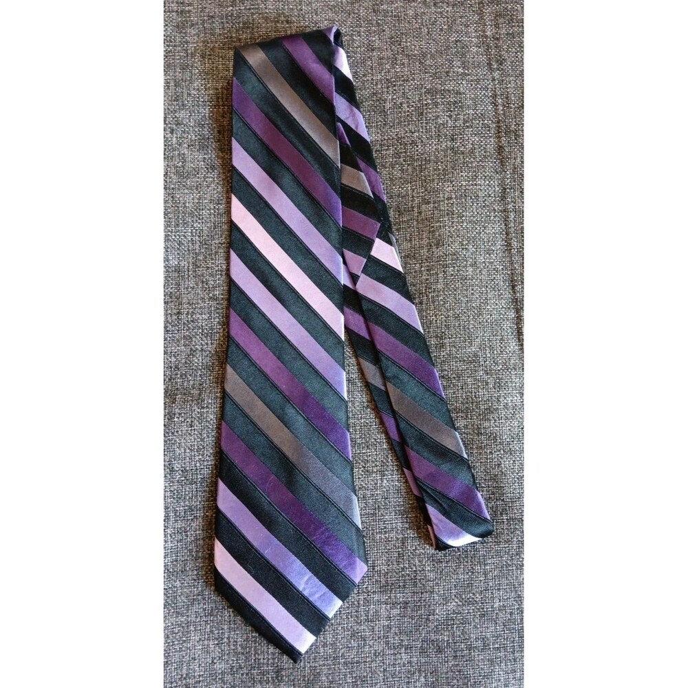 Dress Tie 70s 80s 90s Y2K New Vintage Stock Mens George Purple Black 60 Inches
